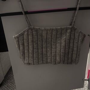 Gray Ribbed Top